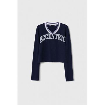 Sisley longsleeve din bumbac pentru copii culoarea albastru marin