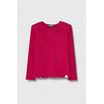 United Colors of Benetton longsleeve copii culoarea roz