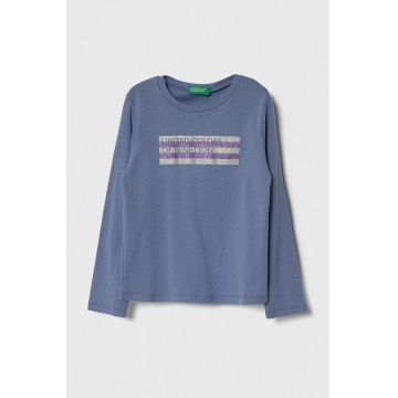 United Colors of Benetton longsleeve din bumbac pentru copii