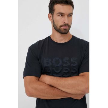 Boss Green tricou din bumbac BOSS GREEN culoarea gri, cu imprimeu