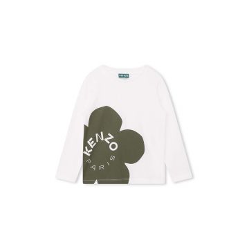 Kenzo Kids longsleeve din bumbac pentru copii culoarea alb, cu imprimeu