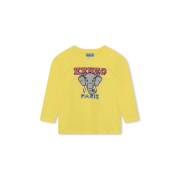 Kenzo Kids longsleeve din bumbac pentru copii culoarea verde, cu imprimeu