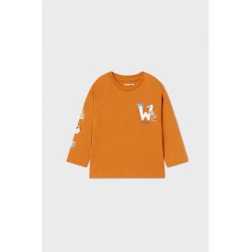 Mayoral longsleeve din bumbac pentru bebeluși culoarea portocaliu, cu imprimeu