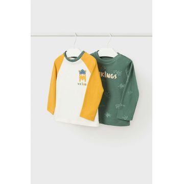 Mayoral longsleeve din bumbac pentru bebeluși culoarea verde, modelator