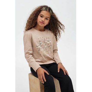 Mayoral longsleeve din bumbac pentru copii culoarea bej