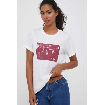 Pepe Jeans tricou femei, culoarea alb