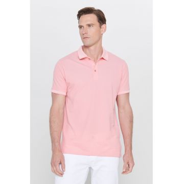 Tricou polo slim fit cu fenta cu nasturi