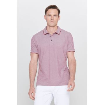 Tricou polo slim fit cu fenta cu nasturi