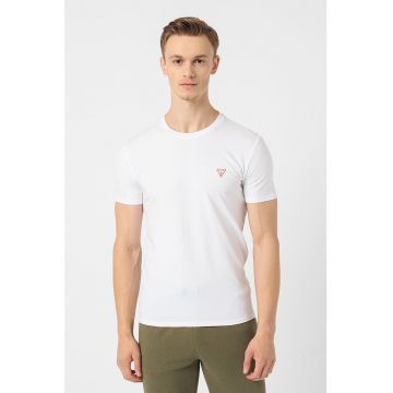 Tricou slim fit cu decolteu la baza gatului