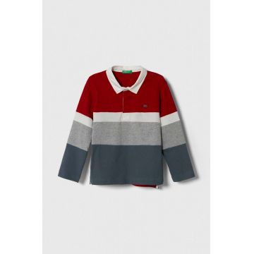 United Colors of Benetton longsleeve din bumbac pentru copii culoarea rosu, modelator