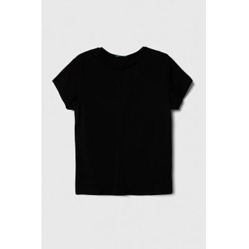 United Colors of Benetton tricou de bumbac pentru copii culoarea negru, neted