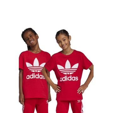 adidas Originals tricou din bumbac TREFOIL culoarea rosu, cu imprimeu