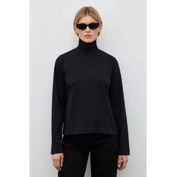 Drykorn longsleeve din bumbac culoarea negru, cu guler