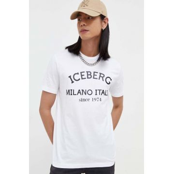 Iceberg tricou din bumbac culoarea alb, cu imprimeu