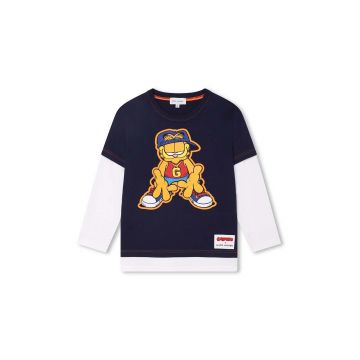 Marc Jacobs longsleeve din bumbac pentru copii x Garfield culoarea albastru marin, cu imprimeu