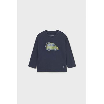 Mayoral longsleeve din bumbac pentru bebeluși culoarea albastru marin, cu imprimeu