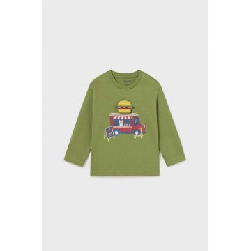 Mayoral longsleeve din bumbac pentru bebeluși culoarea verde, cu imprimeu