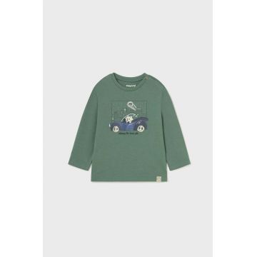 Mayoral longsleeve din bumbac pentru bebeluși culoarea verde, cu imprimeu