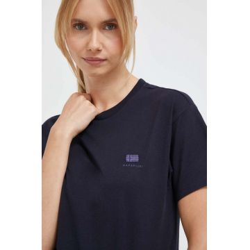 Napapijri tricou din bumbac culoarea albastru marin