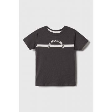 Pepe Jeans tricou de bumbac pentru copii culoarea gri, cu imprimeu