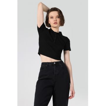 Tricou polo crop