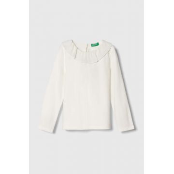 United Colors of Benetton longsleeve copii culoarea bej