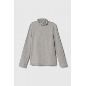 United Colors of Benetton longsleeve copii culoarea gri, neted