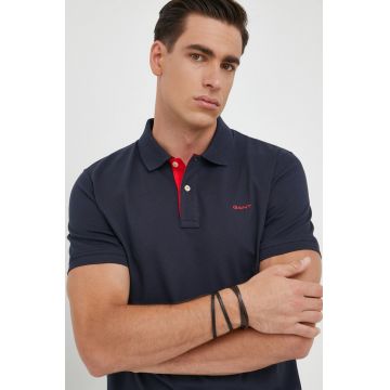 Gant tricou polo barbati, culoarea albastru marin, neted