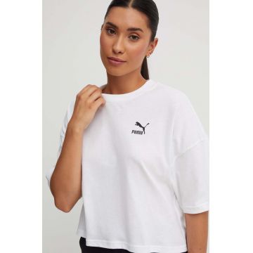 Puma tricou din bumbac culoarea alb