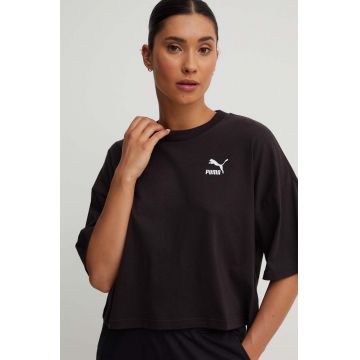 Puma tricou din bumbac culoarea negru