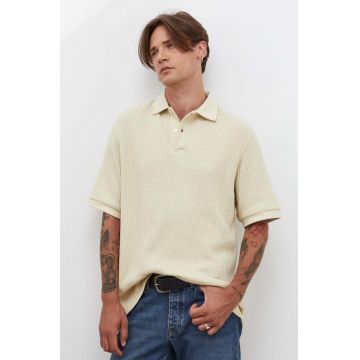 Samsoe Samsoe polo de bumbac culoarea bej, uni