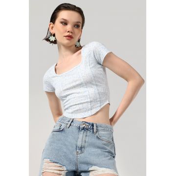 Tricou crop cu decolteu rotund