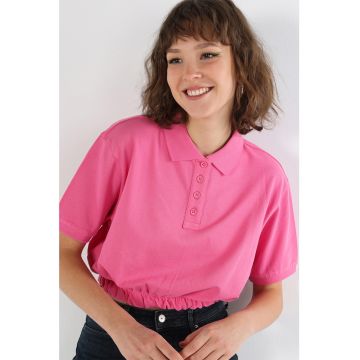 Tricou crop polo