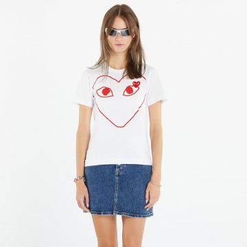 Tricou Comme des Garçons PLAY Heart Logo Short Sleeve Tee White