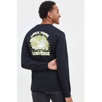 Converse longsleeve din bumbac culoarea negru, cu imprimeu