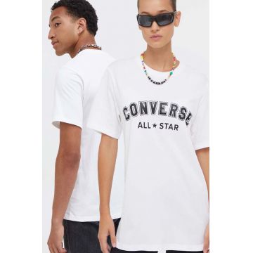 Converse tricou din bumbac culoarea alb, cu imprimeu