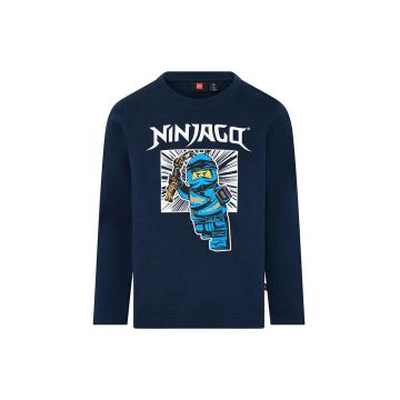 Lego longsleeve din bumbac pentru copii culoarea albastru marin, cu imprimeu