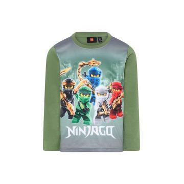 Lego longsleeve din bumbac pentru copii culoarea verde, cu imprimeu