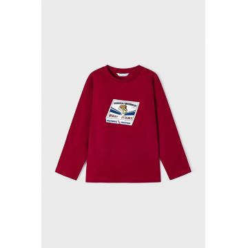 Mayoral longsleeve din bumbac pentru copii culoarea rosu, cu imprimeu