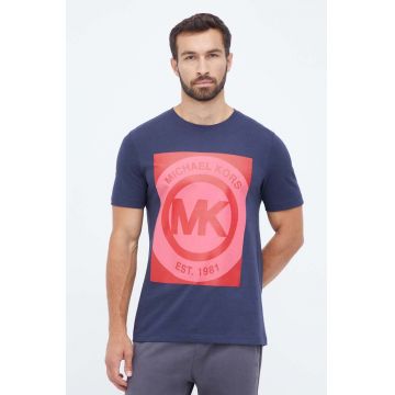 Michael Kors tricou lounge din bumbac culoarea albastru marin, cu imprimeu