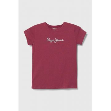 Pepe Jeans tricou copii culoarea bordo