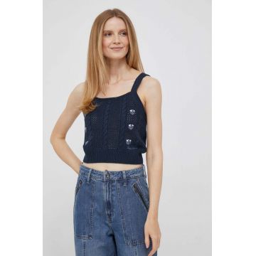 Pepe Jeans tricou din amestec de lana Emalynn culoarea albastru marin