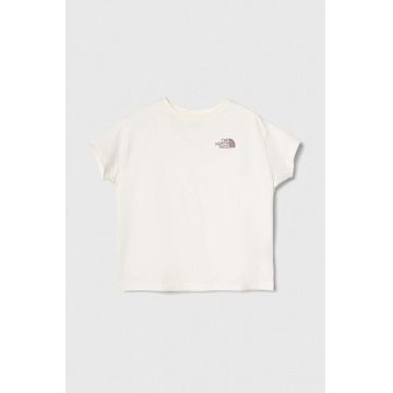 The North Face tricou de bumbac pentru copii G VERTICAL LINE S/S TEE culoarea alb