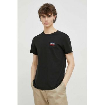 Levi's tricou din bumbac 2-pack culoarea negru, cu imprimeu