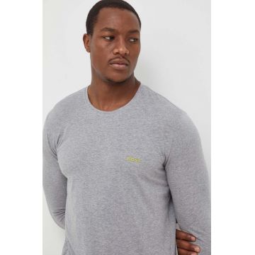 BOSS longsleeve lounge culoarea gri, neted