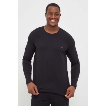 BOSS longsleeve lounge culoarea negru, neted