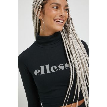 Ellesse longsleeve femei, culoarea negru, cu guler