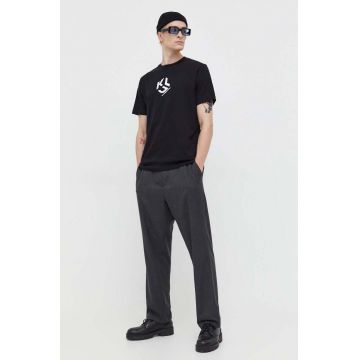 Karl Lagerfeld Jeans tricou din bumbac culoarea negru, cu imprimeu