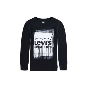 Levi's longsleeve din bumbac pentru copii culoarea negru, cu imprimeu