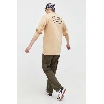 Vans longsleeve din bumbac culoarea bej, cu imprimeu